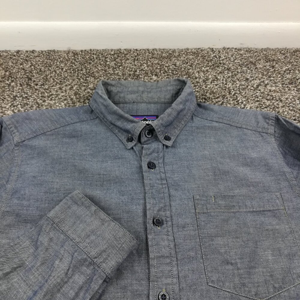 Patagonia Shirt Chambray Bluffside Long Sleeve Button Down Blue Mens Small